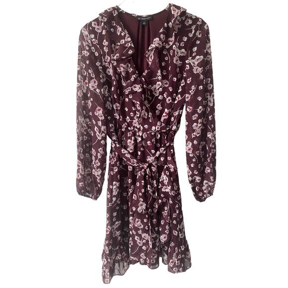 I.N.C INTERNATIONAL CONCEPTS BURGUNDY FLORAL DRESS SIZE 8 - Picture 6 of 10